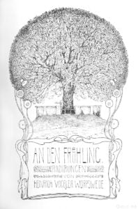 Heinrich Vogeler, Titelblatt der Mappe “An den Frühling“, 1899, Radierung. | Quelle: IfA