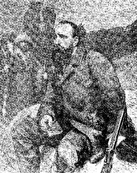 Карандашный рисунок. Альфред Брем в горах Семиречья. 