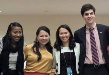 Молодежь и образование Участники брифинга ООН. Ольга Мун четвёртая слева.