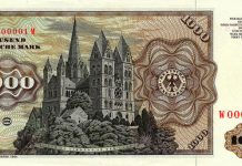 Видами Ланы набиты карманы Западногерманские деньги достоинством в 1000 марок изображали на реверсе великолепный Лимбургский собор Св. Георгия