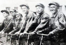 Казахстанский немец Мантейфель Участники велокросса по маршруту Арыс-Москва. 1935 год.