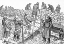 Индивидуальные компенсационные выплаты бывшим немецким подневольным работникам Женская бригада в трудармии загружает на платформу карьерный асбест (Урал).