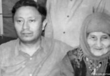 Эльза-апай и её сын Васежан Есмухамбет с матерью Калипой