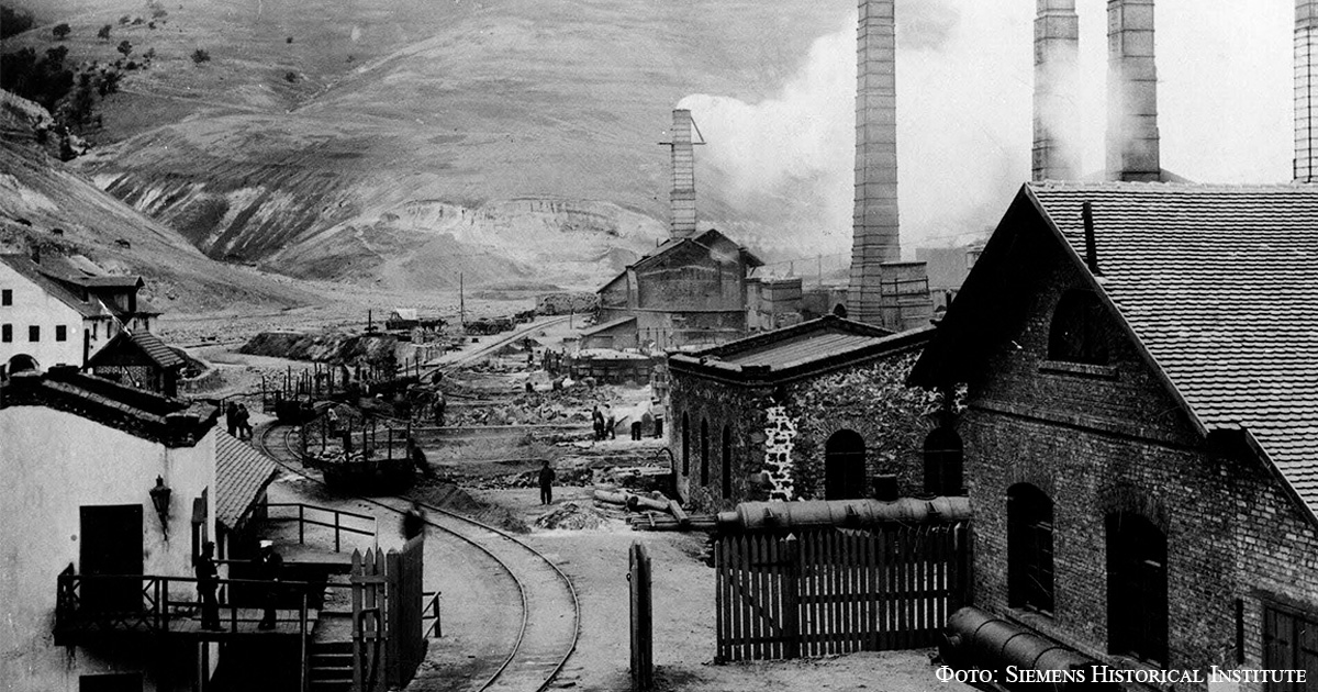 Медеплавильный завод компании „Siemens & Halske“ в Кедабеке (1865). В начале XX века немцы его разобрали, а оборудование было отправлено в Грузию, где был построен новый завод.