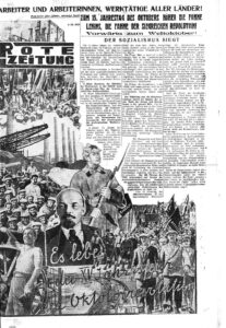 Газета «Роте Фронт» (с 1932 г. – «Роте Цайтунг») – орган Ленинградского окружного совета рабочих, крестьянских и красноармейских депутатов, издавалась с 4 января 1931 г. по 1 мая 1936 г. Была ориентирована на политэмигрантов, проживающих в Ленинграде.