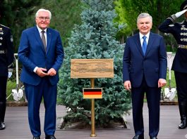 Президент Узбекистана и Федеральный президент Германии посадили дерево на Аллее почетных гостей