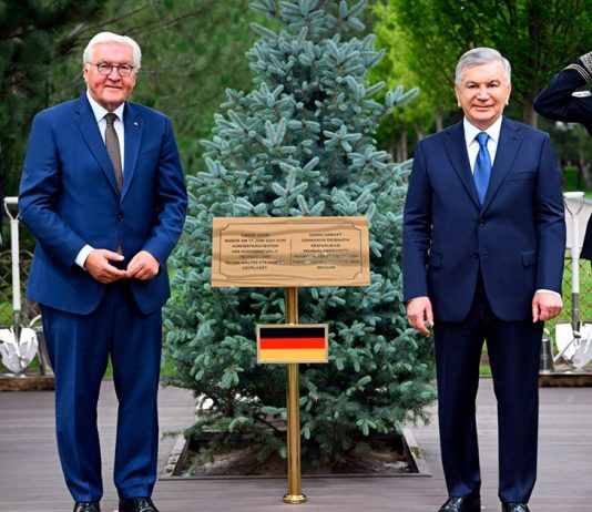 Президент Узбекистана и Федеральный президент Германии посадили дерево на Аллее почетных гостей