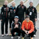 Das deutsche Skisprungteam in Almaty: Svenja Würth, Melanie Faißt, Maximilian Mechler, Peter Rohwein, Martin Schmitt, Christian Bruder (v.l.n.r.). | Bild: Dominik Vorhölter