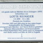 Neue Gedenktafel f&uuml;r Lotte Reiniger | Bild: cc OTFW wikipedia
