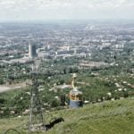 Flache Stadtlandschaft: 1975 gab es in Alma Ata (heute Almaty) nur wenige Wolkenkratzer