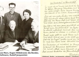 Der Sonderkor der Freundschaft (V.l.n.r.): Leo Marx, Eugen Hildebrand, Ida Bender, Dominik Hollmann, Rudolf Jacquemien | Foto aus dem privaten Archiv von Eugen Hildebrand