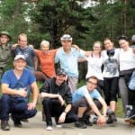 Die Wandergruppe aus Österreich, Deutschland und Kasachstan beim Sprachwandercamp 2016 im Burabai. | Bild: Gabidulla Almjenbjetow