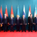 Vier zentralasiatische Pr&auml;sidenten und Russlands Statsoberhaupt: der Pr&auml;sident Kirgisistans Almasbek Atambajew, der kasachische Pr&auml;sident Nursultan Nasarbajew, der russische Pr&auml;sident Wladimir Putin, der Pr&auml;sident Tadschikistans Emomali Rachmon, der k&uuml;rzlich verstorbene Pr&auml;sident Usbekistans Islam Karimow und der stellvertretende Premierminister Turkmenistans, Satlyk Satlykow (Oktober 2015, Borowoje/Kasachstan). | Foto: kremlin.ru