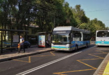 Mit dem Trolleybus durch die Stadt Ein Trolleybus in Almaty