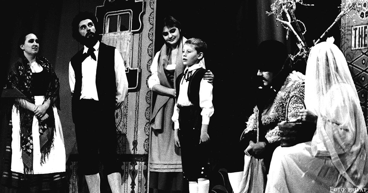Volksfest. Edwin Warkentin (Kind) in einer Aufführung des Deutschen Theaters, vermutlich 1990.